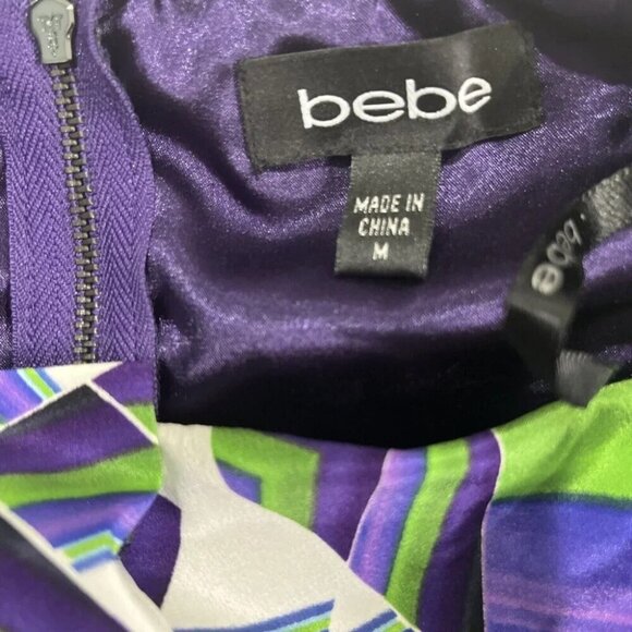 Bebe Silk Halter Top Sz M Y2K Multicolor Bandana Tie Waist Pleated Corset Glam - Picture 5 of 9